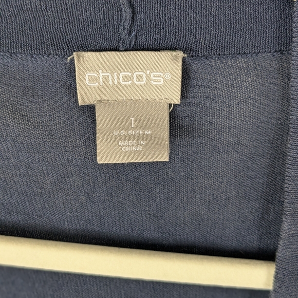 Chico's Cozy Navy Women's Cardigan 3/4 Sleeve 1 (8-10) - Picture 6 of 7